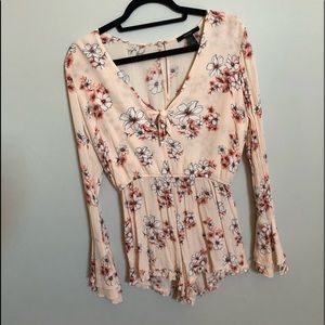 Peach floral romper